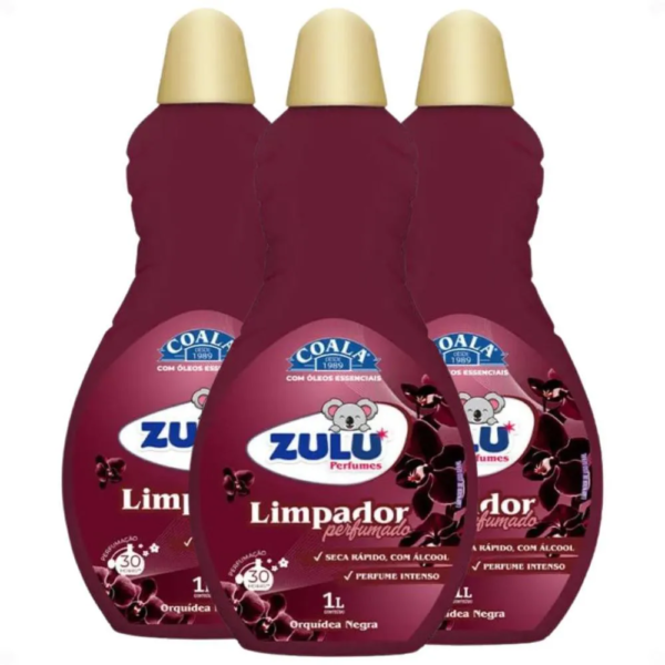 Kit Coala Zulu Perfumes: 3 Limpadores Perfumados Orquídea Negra 1l