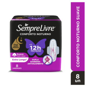 Absorvente Sempre Livre Conforto Noturno Cobertura Suave Com Abas com 8 unidades