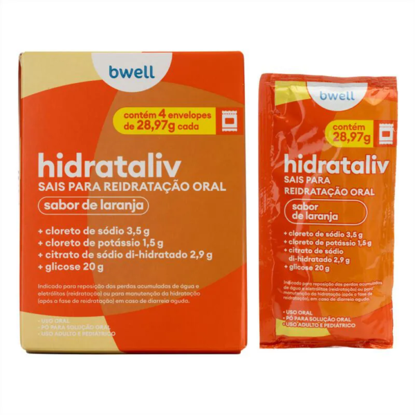 Sais para Reidratação bwell Hidrataliv Laranja 4 envelopes