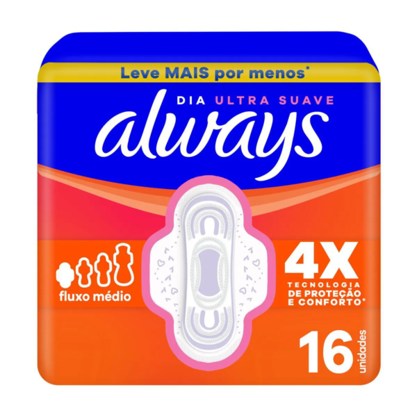 Absorvente Always Dia Ultra Suave com Abas 16 unidades