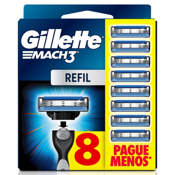 Carga para Aparelho de Barbear Gillette Mach3 com 8 unidades