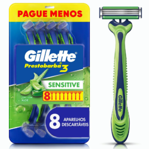 Aparelho de Barbear Gillette Prestobarba 3 Sensitive Aloe Vera 8 unidades