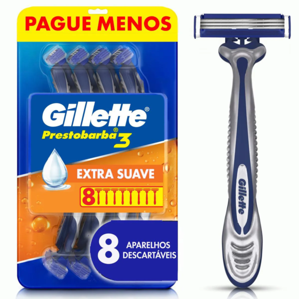 Barbeador Gillette Prestobarba 3 Comfortgel 8 unidades
