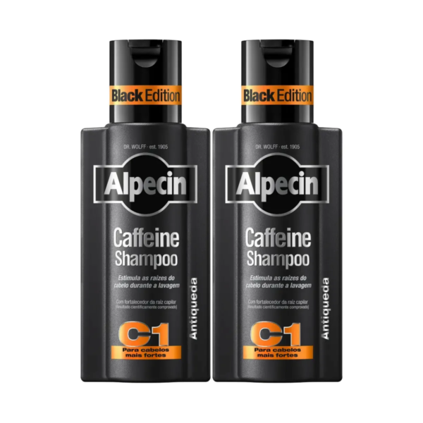 Kit Shampoo Antiqueda Alpecin Caffeine Black Edition 250ml 2 unidades