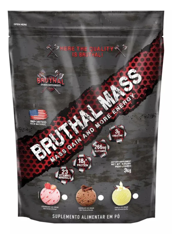 Hipercalórico Bruthal Mass 3kg Grow Thisoldie – Bruthal Sports Supplements – Sabor Gelado de Baunilha 3 Kg