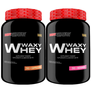 2x Whey Protein Waxy Whey (35%) – 2kg – Bodybuilders Morango e Cappuccino