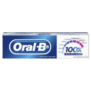 Creme Dental Oral-B 100% de Sua Boca Cuidada Menta 70g