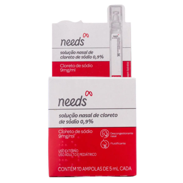 Soro Fisiológico Cloreto de Sódio 0,9% Needs 10 Ampolas de 5ml