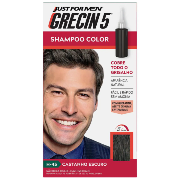 Shampoo Tonalizante Grecin Masculino - Castanho Escuro