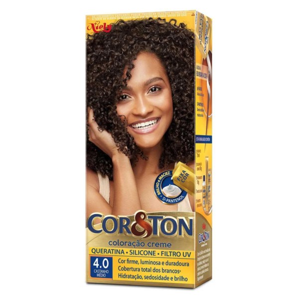 Tinta de Cabelo Permanente Cor&Ton Niely - 4.0 Castanho Médio