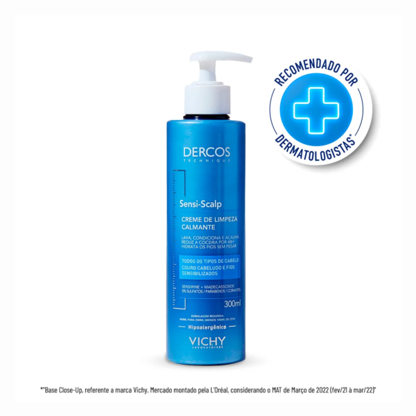 Creme de Limpeza Calmante Dercos Sensi-Scalp Shampoo Suave para Couro Cabeludo Sensível 300ml