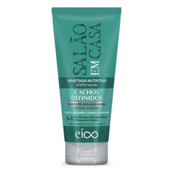 Manteiga Nutritiva 3 em 1 Cabelo Cacheado Eico Salão Em Casa Cachos Definidos 180ml