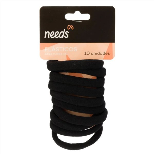Elásticos de Cabelo Needs Preto 10 Unidades