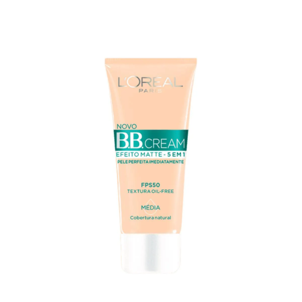 Base BB Cream L'Oréal Paris Efeito Matte 5 em 1 Cor Média FPS 50 Cobertura Leve com Proteção Solar 30ml