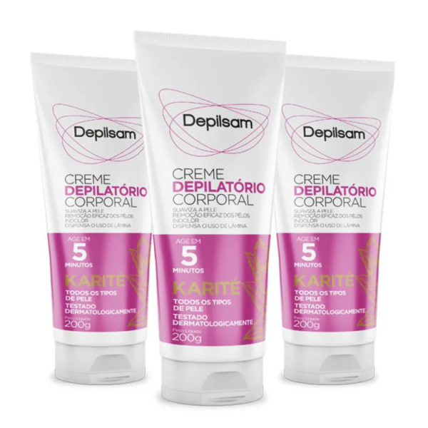 Kit Creme Depilatório Corporal Depilsam Karité 200g com 3 Unidades