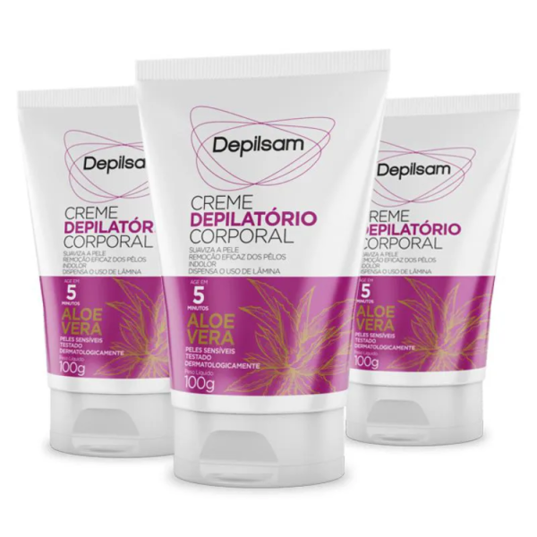 Kit Creme Depilatório Corporal Depilsam Aloe Vera 100g com 3 Unidades