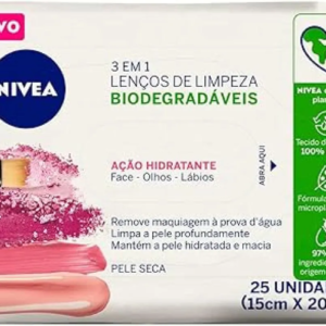 Lenço Demaquilante Nivea 3 em 1 Ação Hidratante 25 unidades