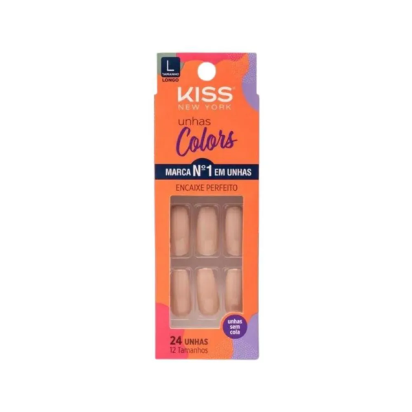 Unhas Postiças Colors Kiss New York Nude Bailarina Longo