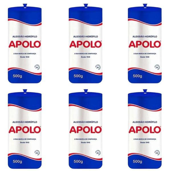 Kit Algodão Hidrófilo Apolo em Rolo 500g C/6