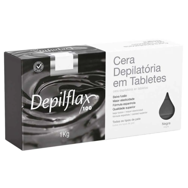 Cera Quente Depilatória Depilflax Negra 1kg
