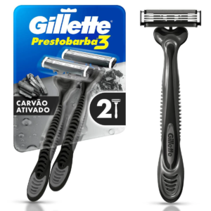 Aparelho de Barbear Descartável Gillette Prestobarba 3 Carvão Ativado 2 unidades