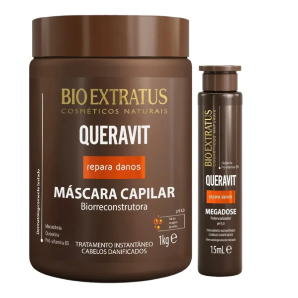 Kit Queravit Hidratação Capilar 1 Máscara 1Kg 1 Megadose 15Ml