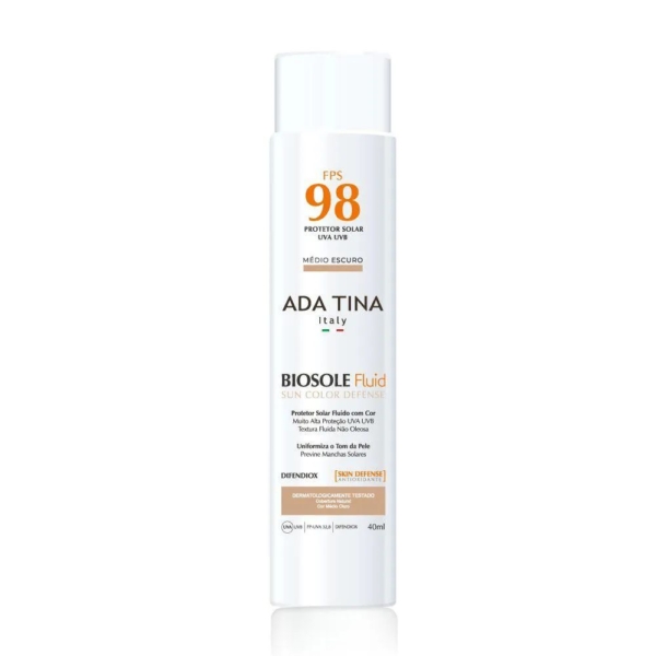 Ada Tina Biosole Fluid Sun Color Defense Fps98 Médio Escuro 40ml