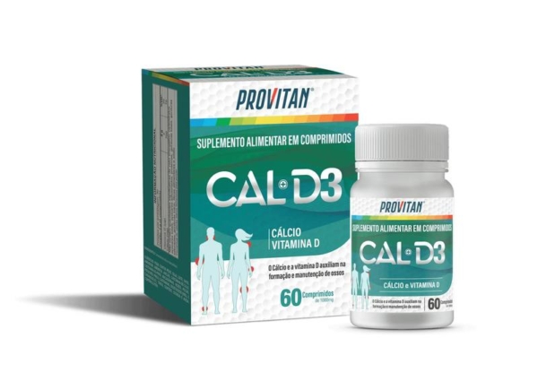 Cálcio + Vitamina D3 Provitan 1000 mg – 60 Cápsulas para Saúde Óssea