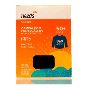 Camisa Infantil Proteção UV FPU 50+ Needs Solar 8 a 9 Anos Azul