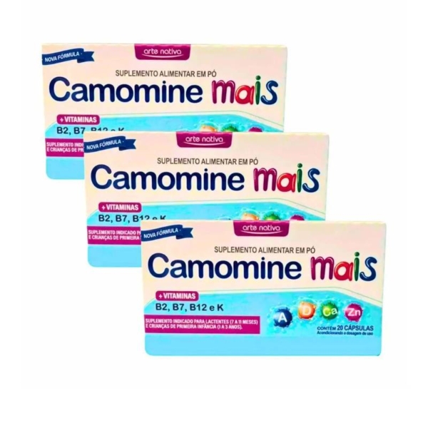 Camomine Mais Suplemento de Vitamina A, D, Ca, Zn, B2, B7, B12 e K