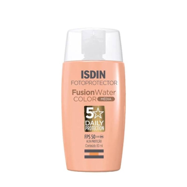 Isdin Fusion Water 5 Stars Fps50 Color Média – Protetor Solar Facial com Cor 50ml
