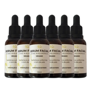 Kit 06 Sérum Facial Vegano Ácido Hialurônico 30ml Kuide