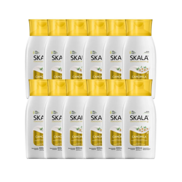 Kit 12 Loção Creme Hidratante Corporal Camomila Vegano Skala