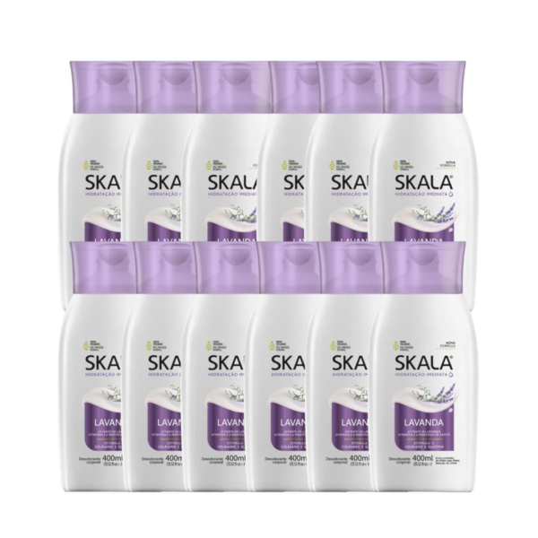 Kit 12 Loção Creme Hidratante Corporal Lavanda Vegano Skala