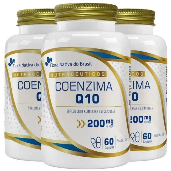 Kit 3x Coenzima Q10 200mg 60 cápsulas – Flora Nativa