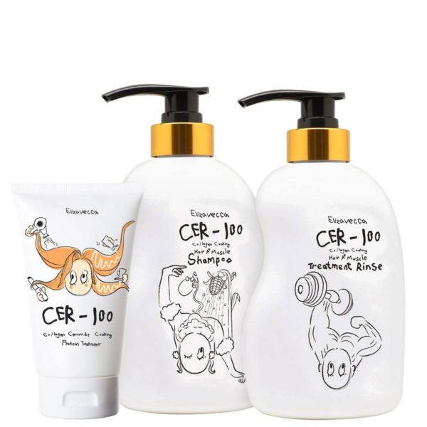 Kit Elizavecca CER-100 Collagen Coating Hair A+ Muscle + Ceramide Coating Protein Treatment (3 Produtos)