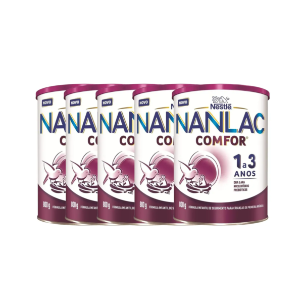 Kit Fórmula Infantil Nanlac Comfor Nestlé 1 a 3 anos 800g 5 unidades