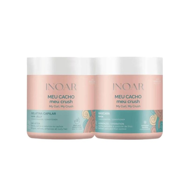 Kit Inoar Meu Cacho Meu Crush Gelatina 500g + Máscara de Hidratação 500g