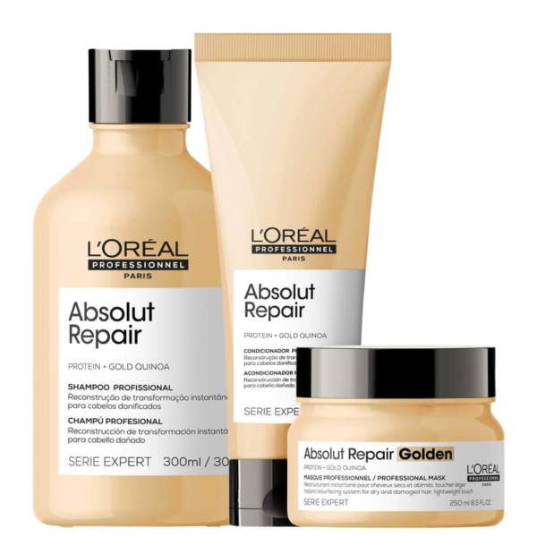 Kit L’Oréal Professionnel Serie Expert Absolut Repair Gold Quinoa + Protein Golden Trio (3 Produtos)