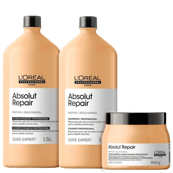 Kit L’Oréal Professionnel Serie Expert Absolut Repair Gold Quinoa + Protein Salon Trio (3 Produtos)