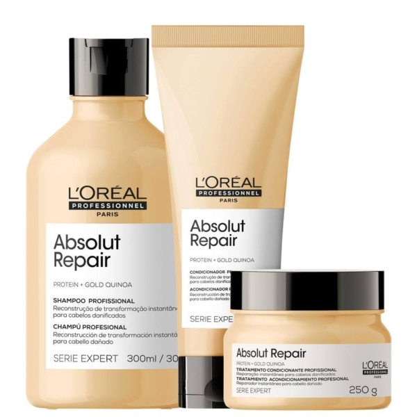 Kit L’Oréal Professionnel Serie Expert Absolut Repair Gold Quinoa + Protein Trio (3 Produtos)