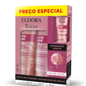 Kit Siàge Eudora Nutri Rosé Shampoo 250ml + Condicionador 125ml + Leave In 30ml