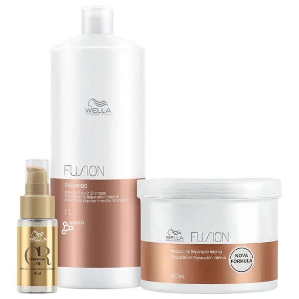 Kit Wella Professionals Fusion + Oil Reflections Trio Care (3 Produtos)