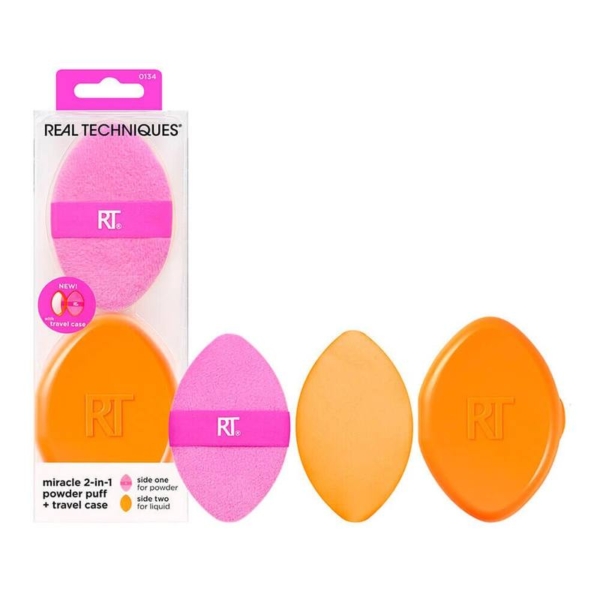 Esponja Puff 2 em 1 com Estojo Real Techniques