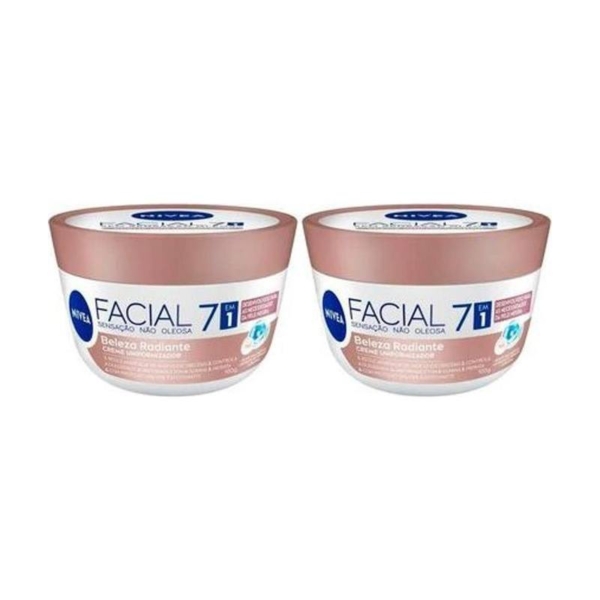 NIVEA Kit com 2 Unidades – Hidratante Facial 7 em 1 Beleza Radiante 100g