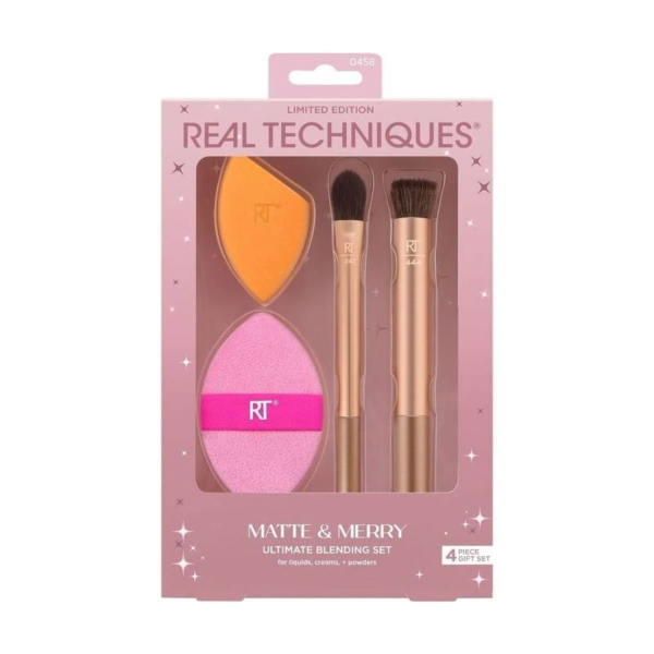 Kit de Pincéis e Esponja Real Techniques Matte + Merry