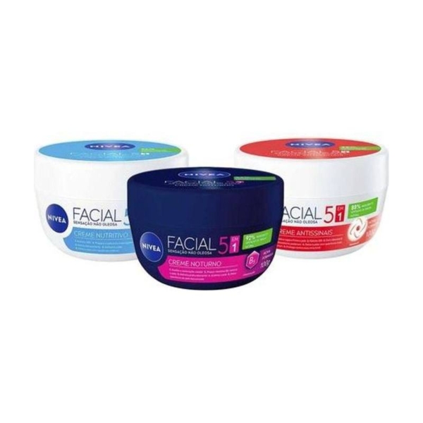 NIVEA Kit – Creme Hidratante Facial Antissinais 100g + Nutritivo 100g + Noturno 100g