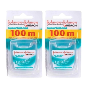 Kit Fio Dental Johnson's Reach Essencial Sabor Menta 3 unidades de 100 metros cada