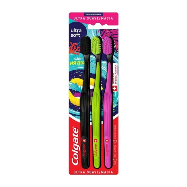 Escova de Dente Colgate Ultra Soft Ultra Macia com 3 unidades