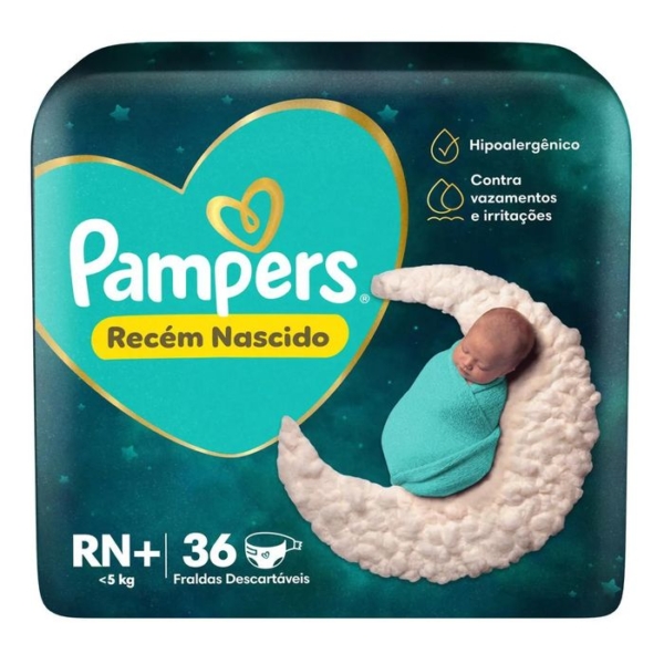 Fralda Pampers Proteção Insuperável Recém Nascido RN+ 36 unidades